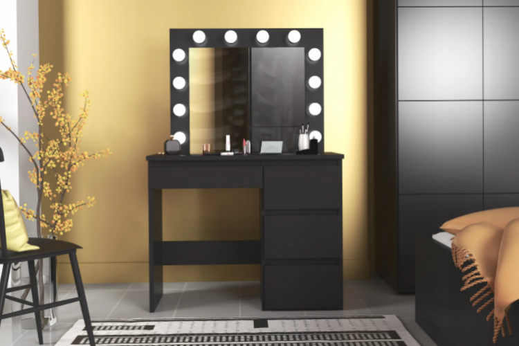 Toaletna mizica z LED ogledalom Cleopatra Black