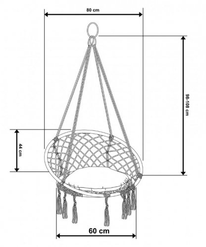 Висящ градински стол 80x60cm с възглавница