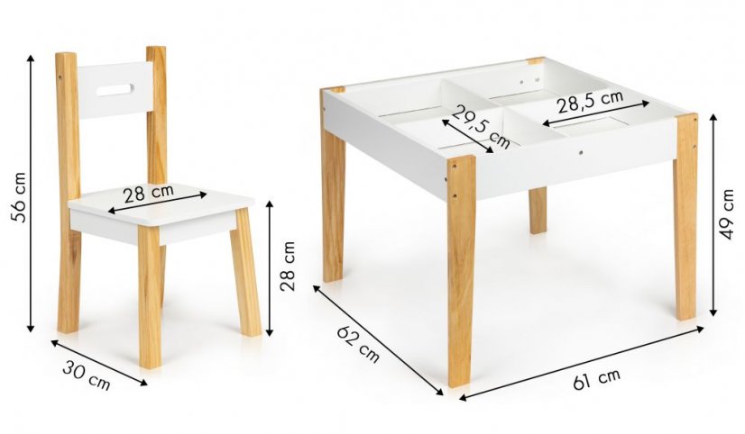 Otroška lesena miza MULTI + 2 stola