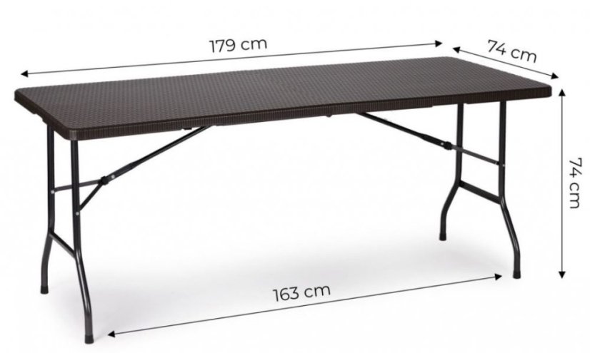 Gostinska miza zložljiva 180 cm Brown Rattan