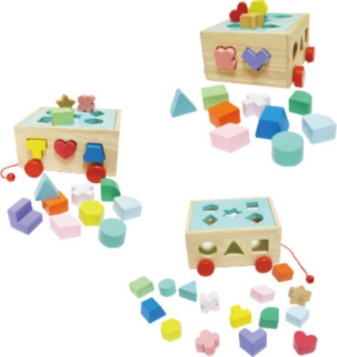 Dječja drvena edukativna igračka s kockicama Trolley