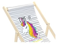 Șezlong de grădină reglabil, din lemn, pentru copii, Unicorn