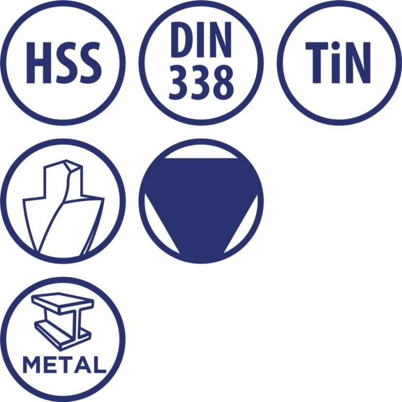 Baildon DIN 338 RN 9,5 mm, HSS TiN (S), 125-81 mm (3-hornyos szár) 71109503