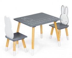 Otroška lesena mizica Bunny + 2 stola