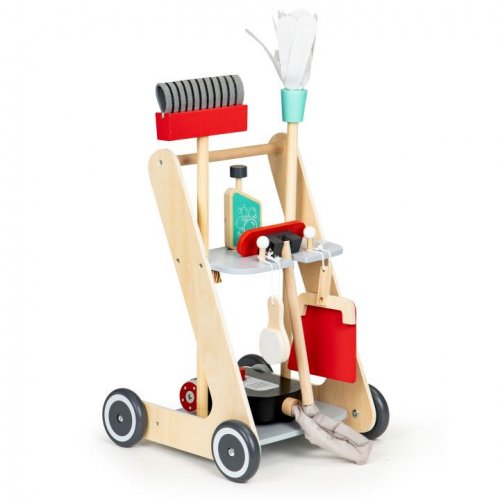 Otroški leseni voziček za čiščenje