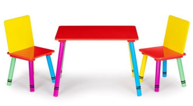 Otroška lesena mizica Color + 2 stola