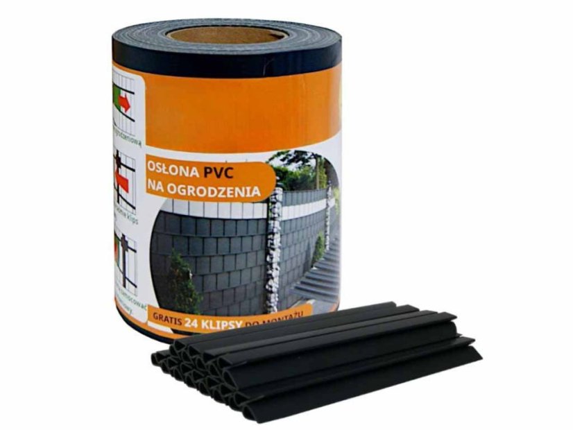 Belátásgátló szalag 19cm x 35m 450g/m2 Grafit + kapcsok 24db