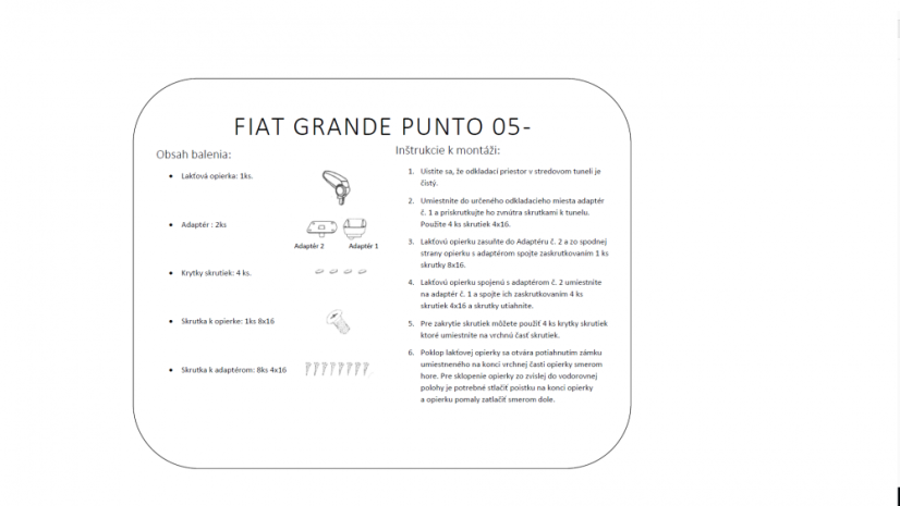 Подлакътник Fiat Grande Punto + EVO, черен, еко кожа