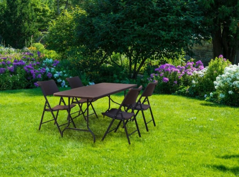 Klappbarer Campingtisch 180cm Brown Rattan