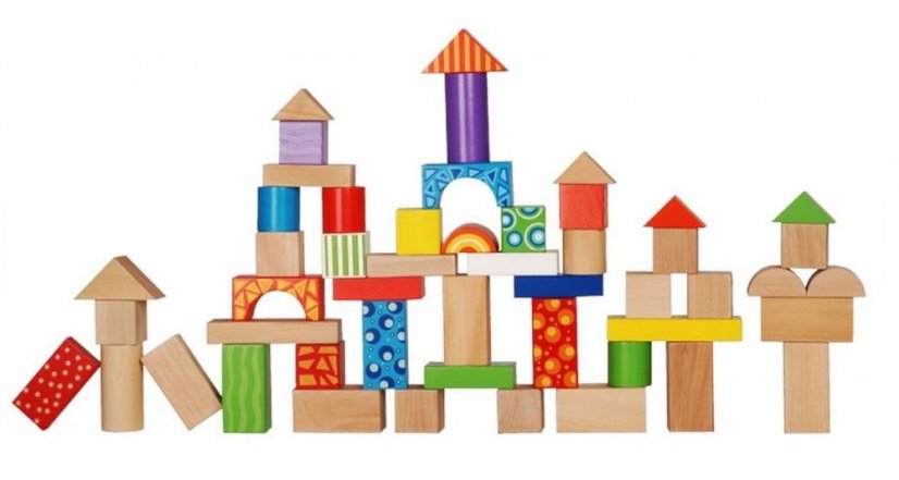 Cuburi din lemn pentru copii 50 bucăți Ecotoys