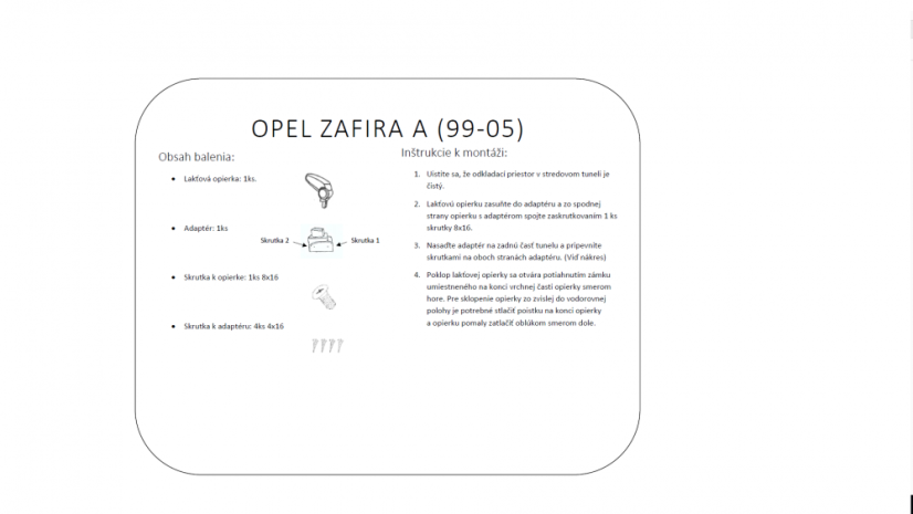 Könyöktámasz Opel ZAFIRA A 1999 - 2005, fekete, textil borítás