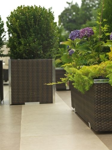 Rattan virágtartó Bolzano szürke alumínium kerettel 46x46x46