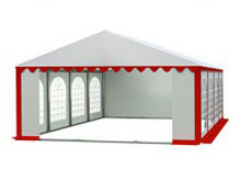 Party šotor 6x8m - Premium-- jeklena cevna konstrukcija, beli-rdeči