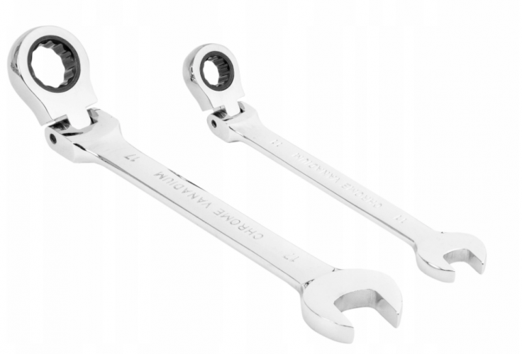 Okasto-viličasti ključevi s račnom i fleksibilnim spojem  8-19mm 12kom