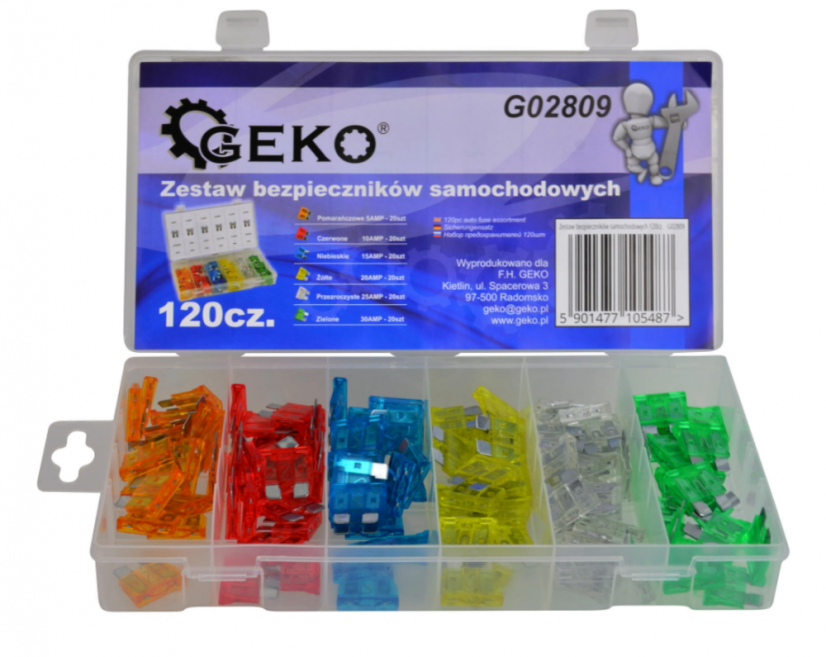 Autó biztosíték készlet 5A - 30A 120db G02809