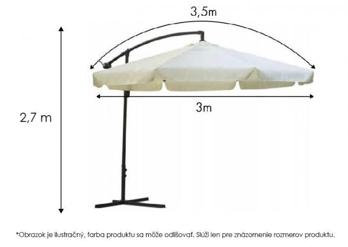 Umbrelă pliabilă pentru grădină 350 cm BEIGE