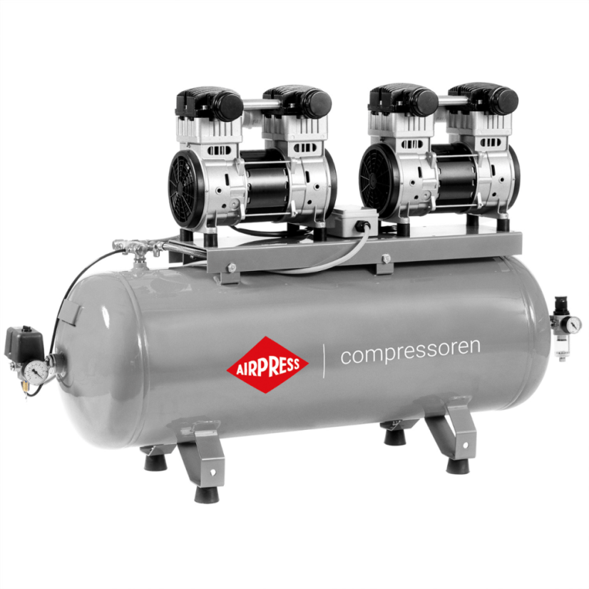 Csendes, olajmentes kompresszor LMO 196X2-100 8 bar 3,2 LE/2,4 kW 240 l/min 100 l 360578