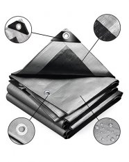 Prelată negru-argintiu 10x20 m 260 g/m2