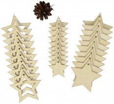 Fából készült karácsonyi csillagok, 30 darabos készlet