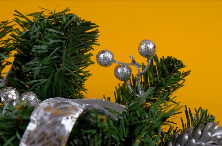 Ikebana de Crăciun 60 cm Argintiu