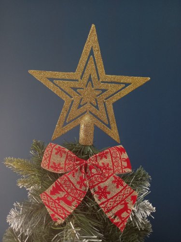 Špica za božično drevo- zvezda 20cm Zlata