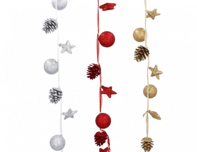 Weihnachtsgirlande mit Zapfen 1,8m Red