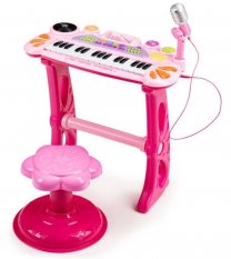 Gyerek zongora mikrofonnal és Flower Rose taburettel