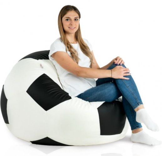 Sitzsack Fußball Schwarz/Weiß XL