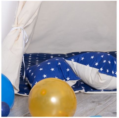 Gyermek sátor Teepee párnákkal, Csillagok kék színben