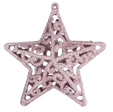Karácsonyfadísz - csillag 3db 10cm PINK