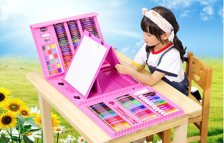 Művészi festőkészlet gyerekeknek 208 db rózsaszín