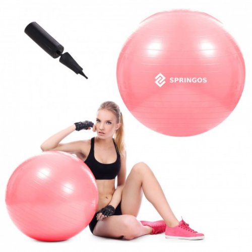 Фитнес гимнастическа топка 75cm с помпа Pink