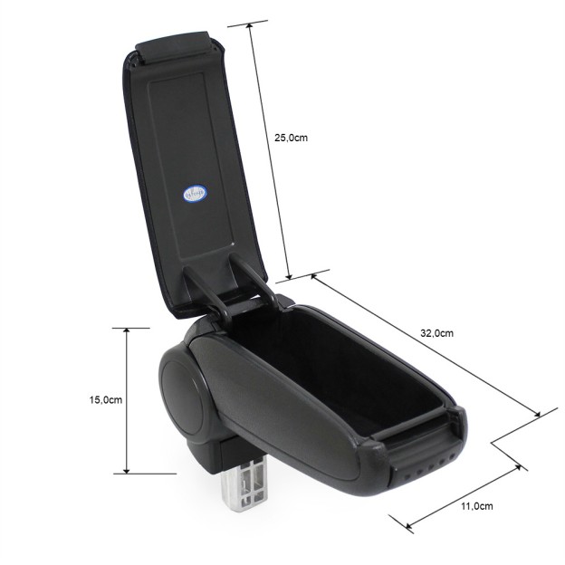 Könyöktámasz VW POLO 5 model 6R - műanyag adapter, fekete, textil borítás
