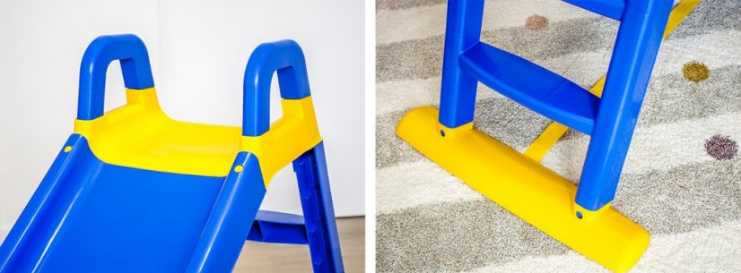 Tobogan z ročajem in stopnicami 140cm modra/rumena