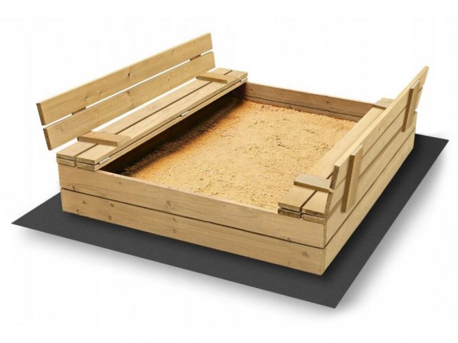 Sandkasten mit Bänken 200cm + Abdeckplane + Agrotextil