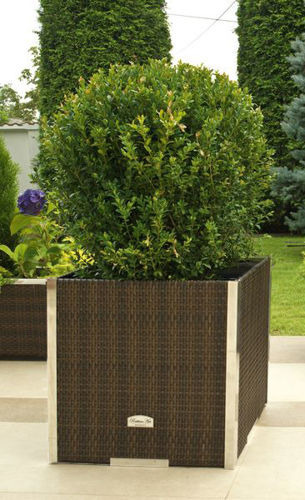Rattan virágtartó Bolzano szürke alumínium kerettel 46x46x46