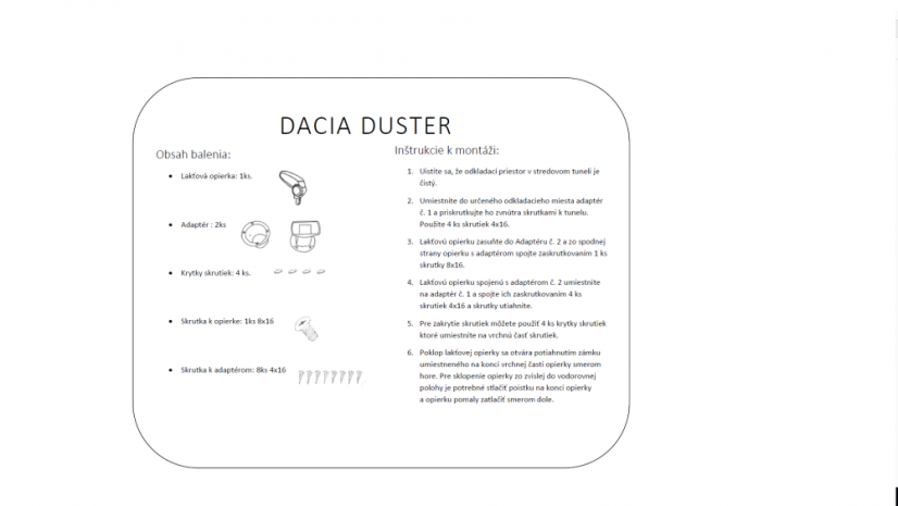 Könyöktámasz Dacia DUSTER, fekete, öko-bőr