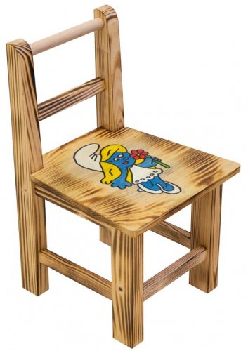 Детска дървена масичка Смърфовете + 2 столчета