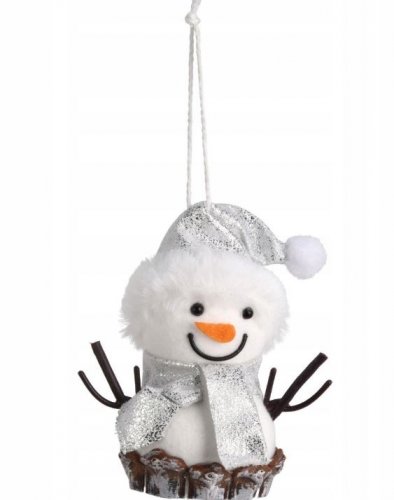 Коледен орнамент снежен човек сребро 11cmA