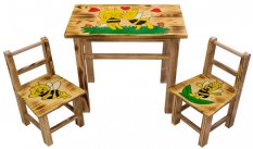 Masă pentru copii din lemn Albinuța Maya + 2 scaune