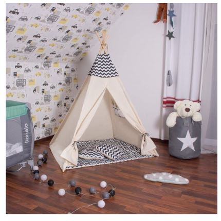 Otroški šotor s blazinami Cik Cak črni