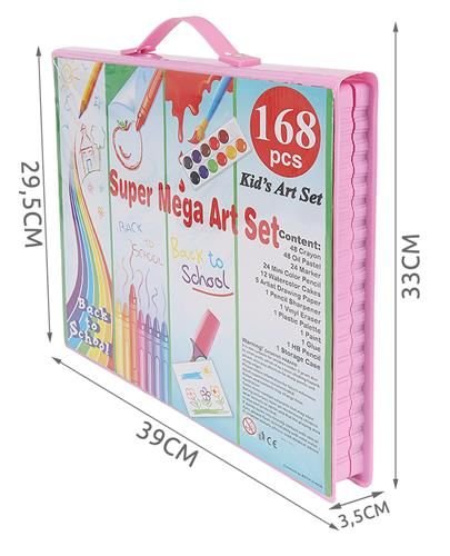 Розов комплект за рисуване за деца 168 броя