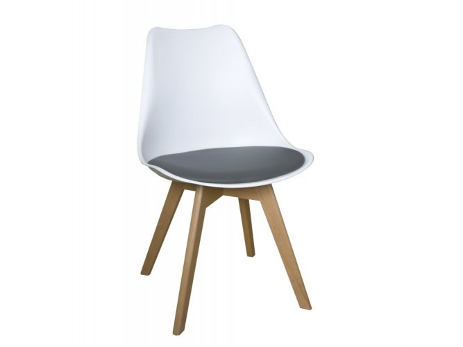 Трапезен стол бяло-сив скандинавски стил Basic