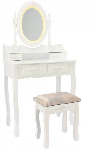 Fésülködőasztal LED tükörrel Primadona White