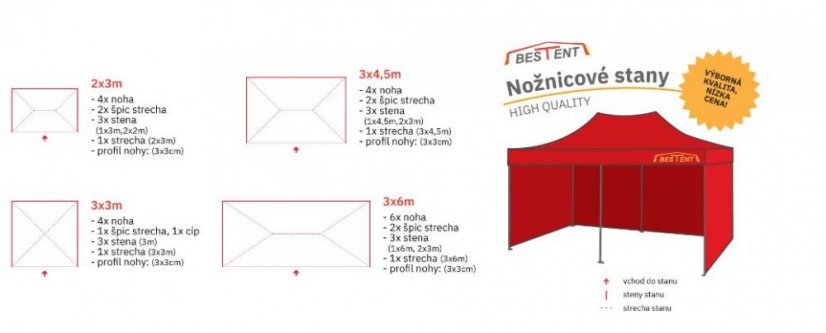 Sklopivi šator (pop up) 2x3 crveni HQ