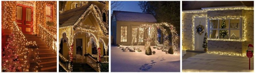 Fényfüzér 14 m 200 LED 8 program Hideg fehér