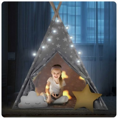 Детска палатка TeePee с възглавници Grey Sky
