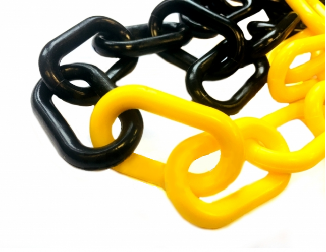 Plastična veriga, 6mm, rumeno-črna, 25m