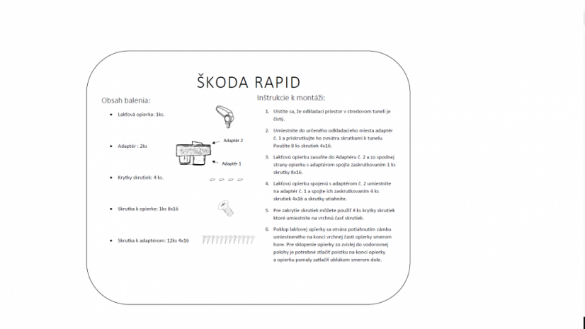 Cotieră Škoda RAPID - Culoarea: Culoare neagră, Material: Husă cotieră din material textil
