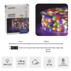 Fényfüzér - 500 LED mikro 50m Többszínű